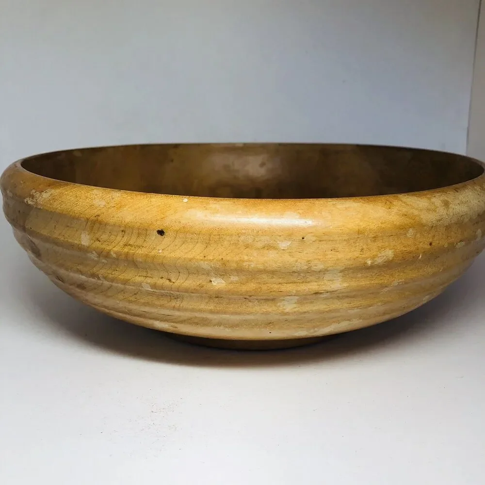 Antique Vintage Round Wooden Fruit / Salad / Dough Bowl, 11